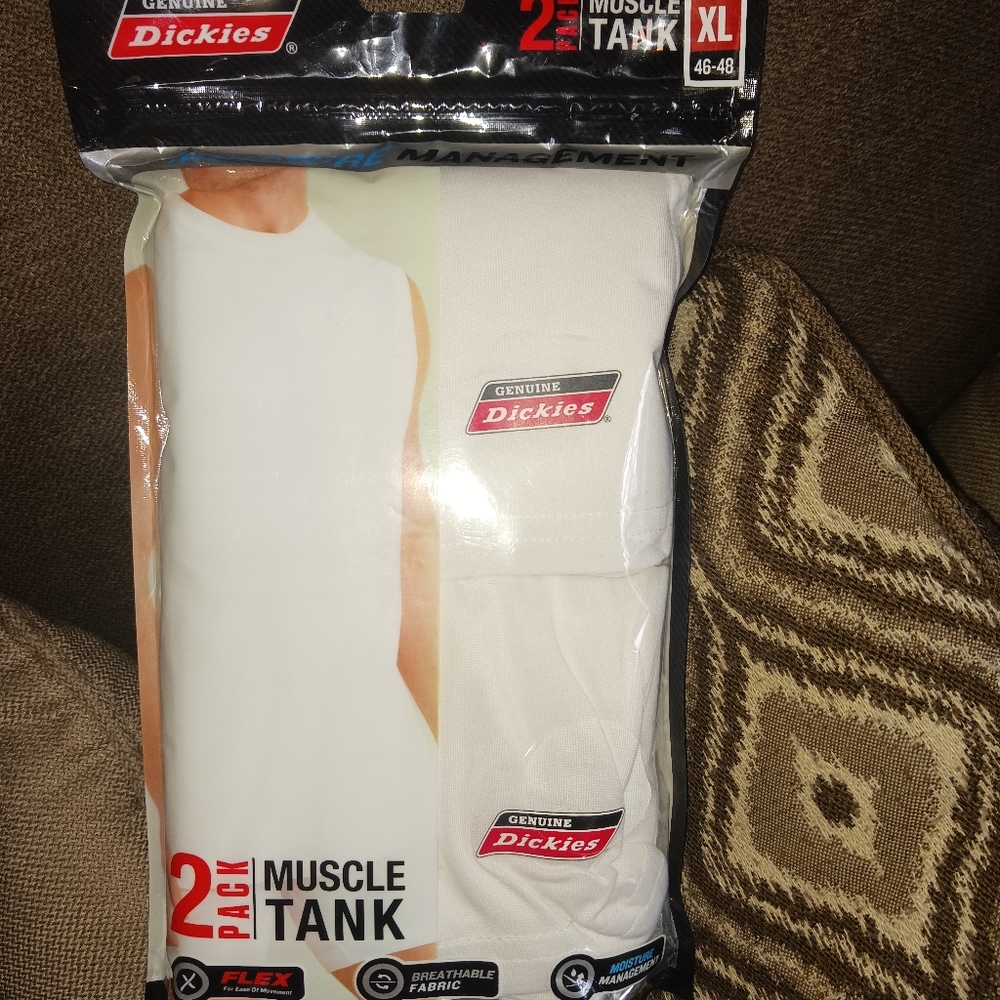 COPY - Genuine Dickies Mens Muscle Tank Tops 2 Pack White XLarge New